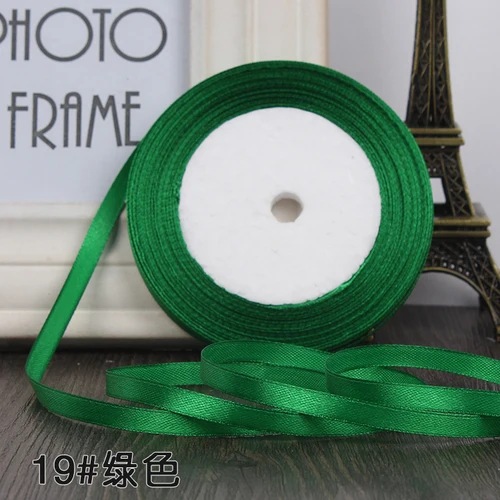 25 Yards/roll) Satin Ribbon Gift Packing Christmas Decoration Diy Ribbons Handmade Bow Craft Ribbons Card Gifts Wrapping 6mm - Цвет: green