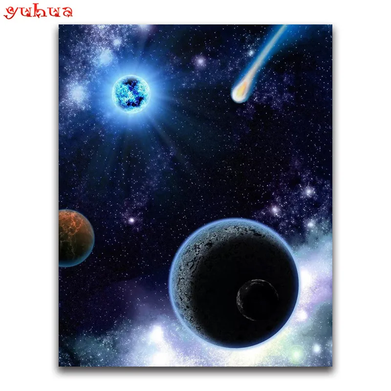 

Full Square Diamond mosaic paintings Planet 5D DIY Diamond painting Cross stitch landscape Round Diamond embroidery Starry sky