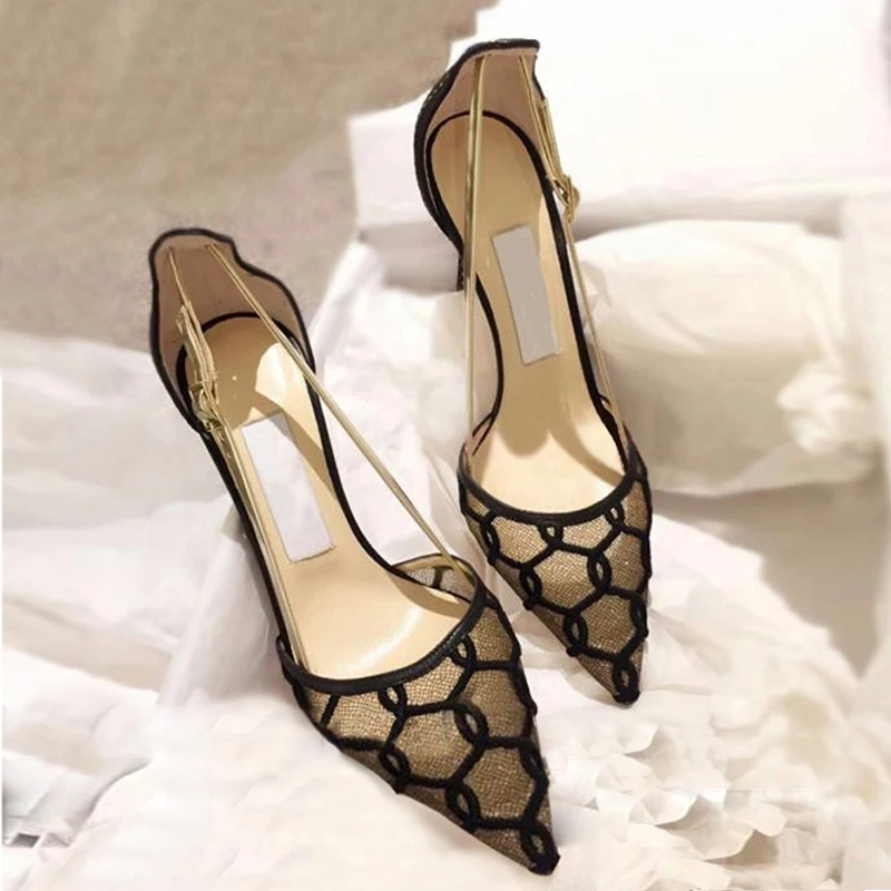 

Chic Woman Pumps Pointed Toe Wedding Party Dress Nightclub Shoe Sexy Lace Shoes Women High Thin Heel Brand Trendy Pumps Women