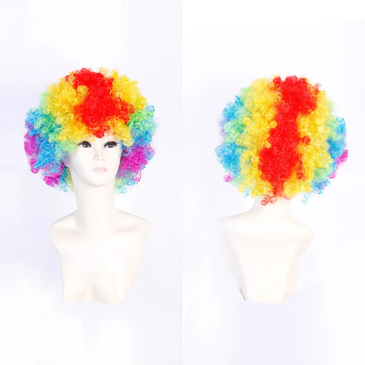 Christmas Xmas Party Cosplay Colorful Wig Afro Multicolor Red Yellow