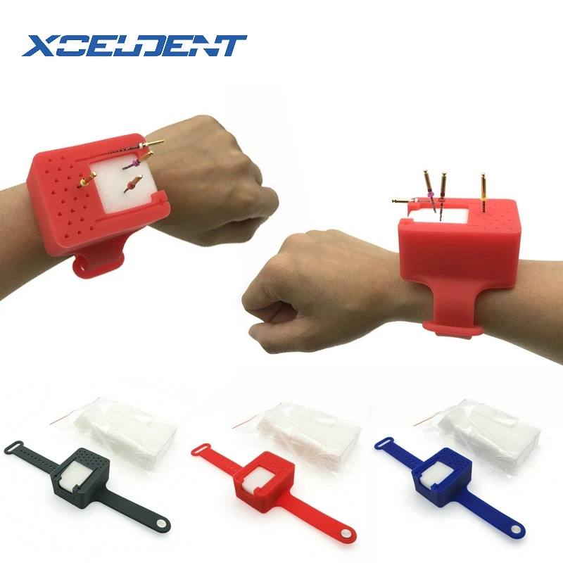 

1Pcs Wrist Endo Measuring Block Endodontic Files Holder Cleaner Ruler Dental Tool Measurement 3 Color with extra 10pcs sponge