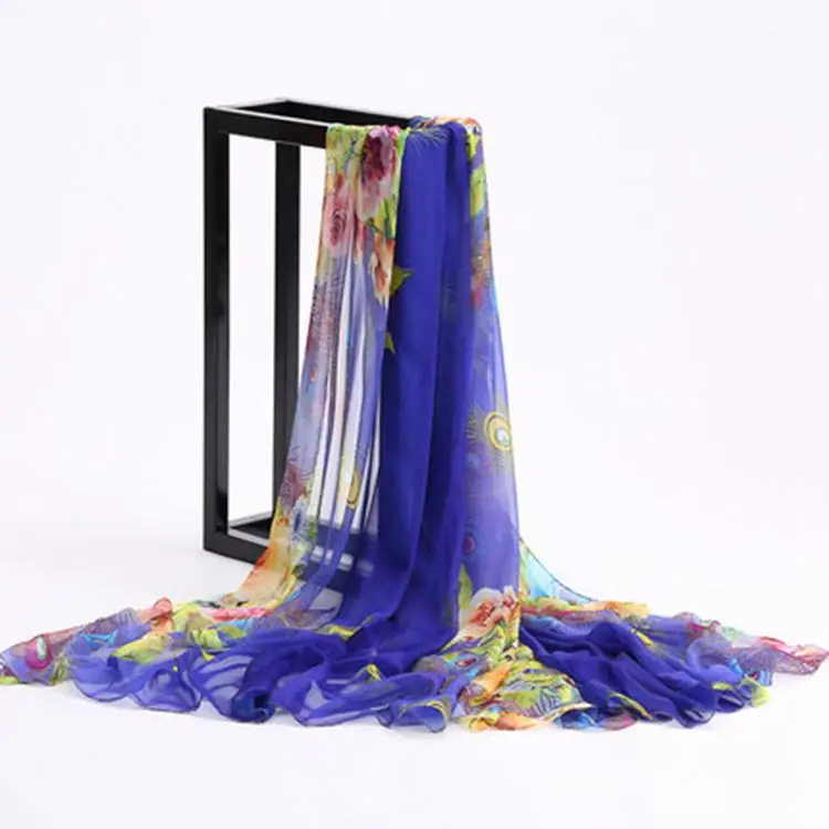 Женское пляжное парео с цветочным принтом шифоновые шелковые шарфы большого размера Suncreen богемный шарф Женская шаль и палантины сексуальные саронг - Цвет: 7