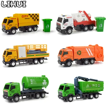 

6 PCS Set City Sanitation Truck Alloy Car Toys for Children Transport Vehicles Toy Diecast Rotate Pull Back Car Model Toy Gifts