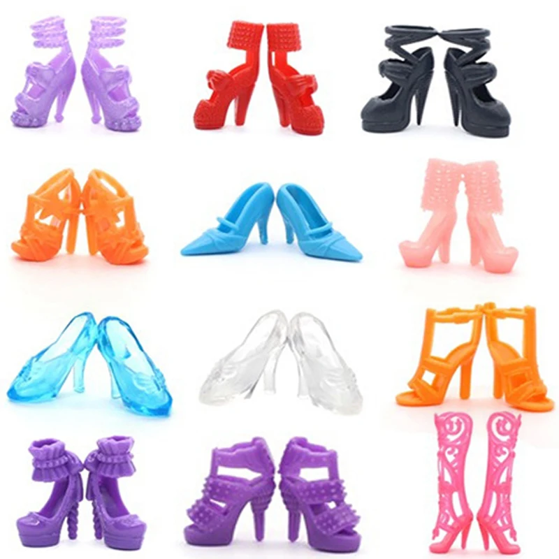10 pairs/set Fashion Colorful Doll Accessories Shoes Heels Sandals For