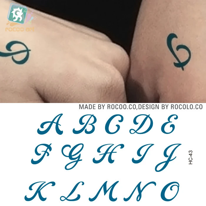 Impermeabile Autoadesivo Del Tatuaggio Temporaneo Capitale Inglese lettere di alfabeto del tatuaggio parola A-O tatto adesivi flash tatoo falso ...