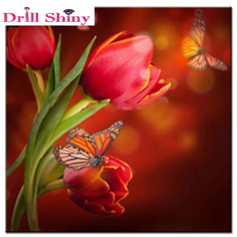 

Diamond embroidery flowers and butterflies 5d Diy diamond square drill rhinestone pasted Crafts Needlework home decoration