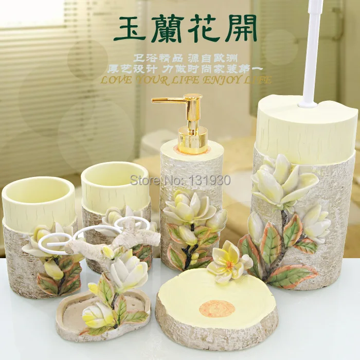 6 pieces bath accessories wash set with wash cup+lotion dispenser