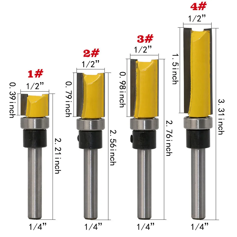 1/" хвостовик верхней части подшипника заподлицо шаблон маршрутизатор бит экспорт деревообрабатывающий резак гравировальный станок обрезки древесины резак инструмент