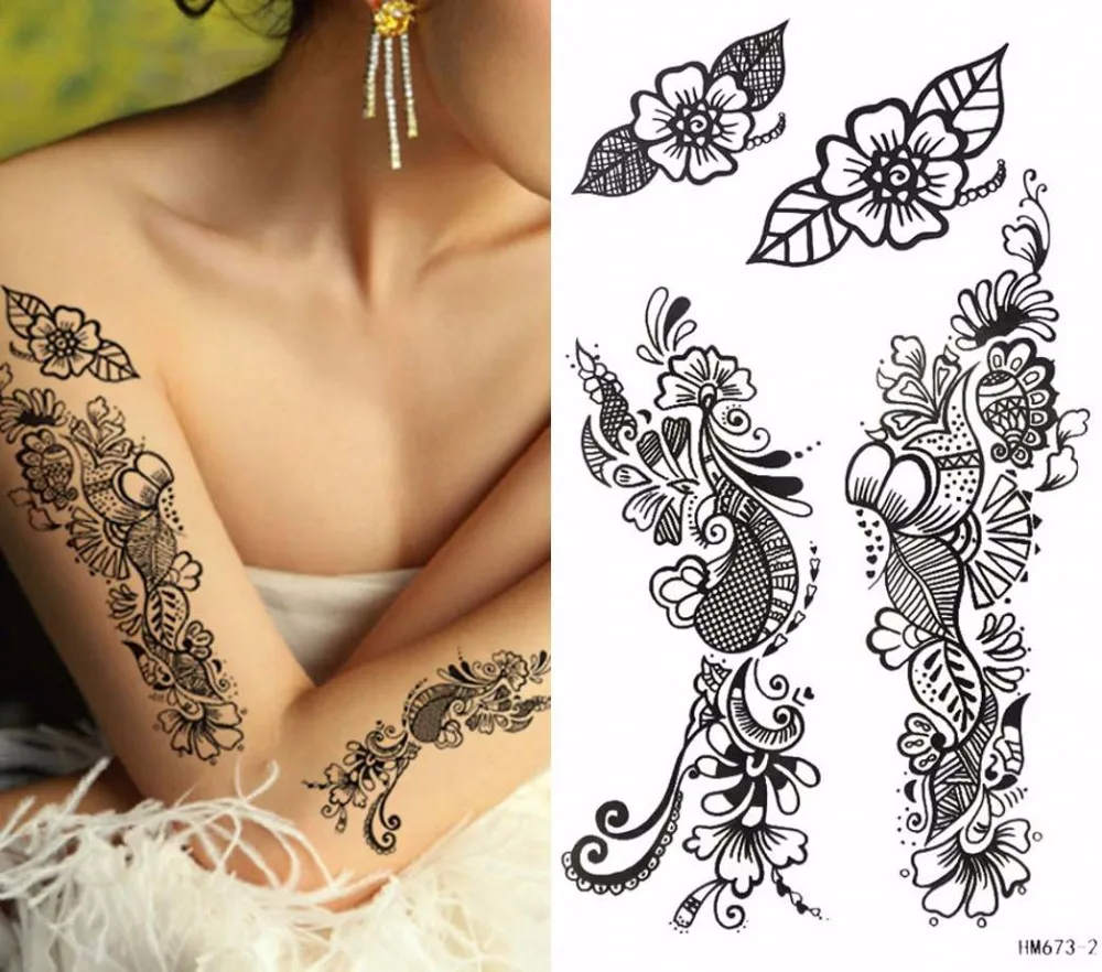 1pcs temporary tattoo black henna tattoo sticker women arm henna 1pcs temporary tattoo black henna tattoo sticker women arm henna