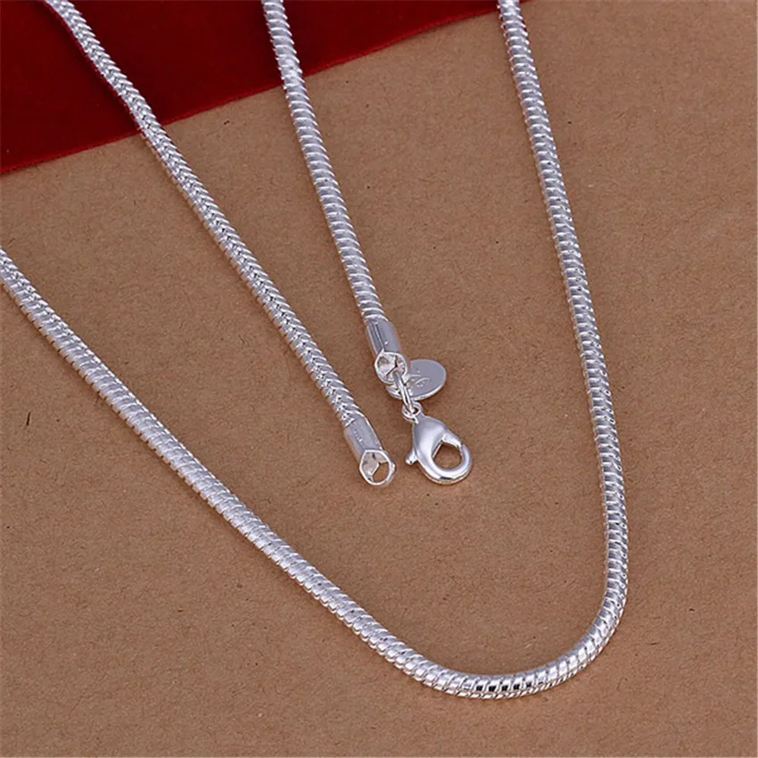 

New Listing Hot wedding solid men's fashion women men color silver 3MM Snake Chain Necklace Fashion trends Jewelry Gifts