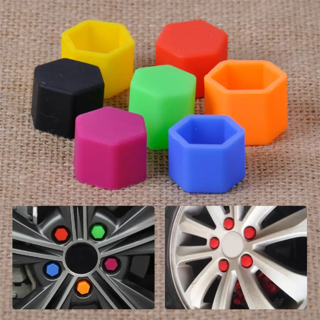 

DWCX 20x Universal 17mm Silicone Hexagonsal Wheel Lug Nut Bolt Cover Protective Tyre Valve Screw Cap Antirust Nut Cap Bolt Rims