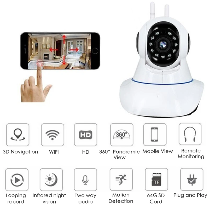 

HD 1080P Infrared Wireless IP Security Camera WiFi Home Surveillance Camera Support P2P Remote Monitoring probe video recorder