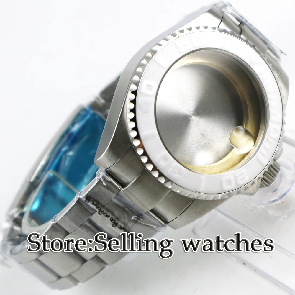 43mm sapphire glass white caremci bezel Watch Case fit 2824 2836