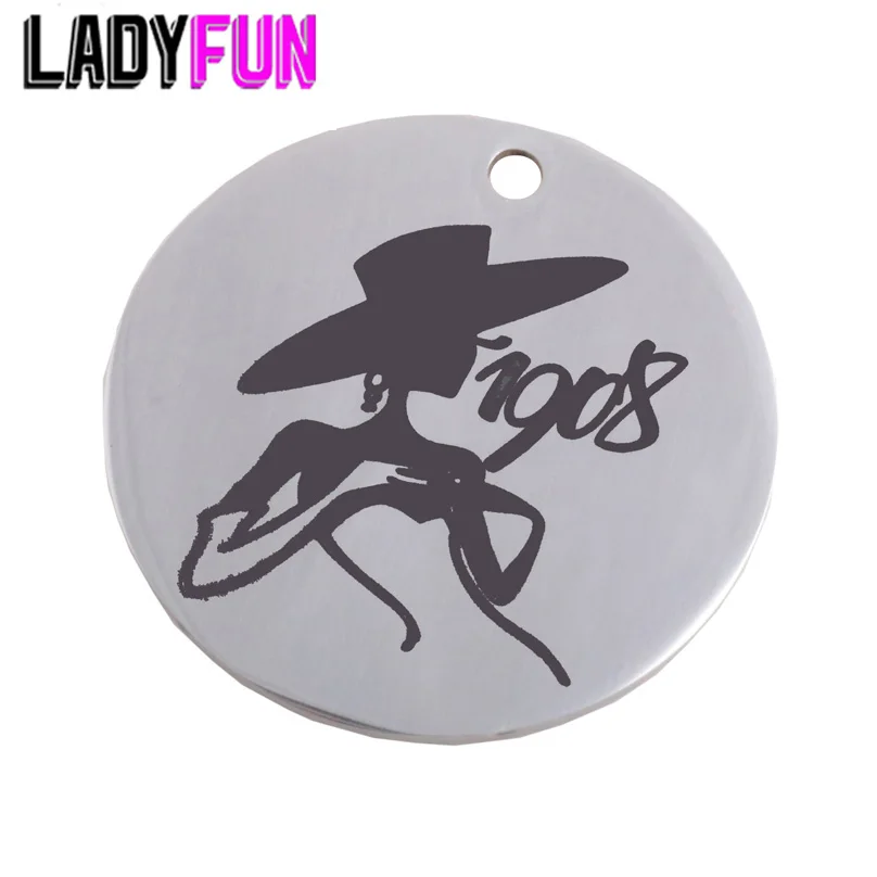 

Pretty Since 1908 Stainless Steel Charms 25mm High Polish Mirror Surface Jewelry Pendant Tag 20pcs