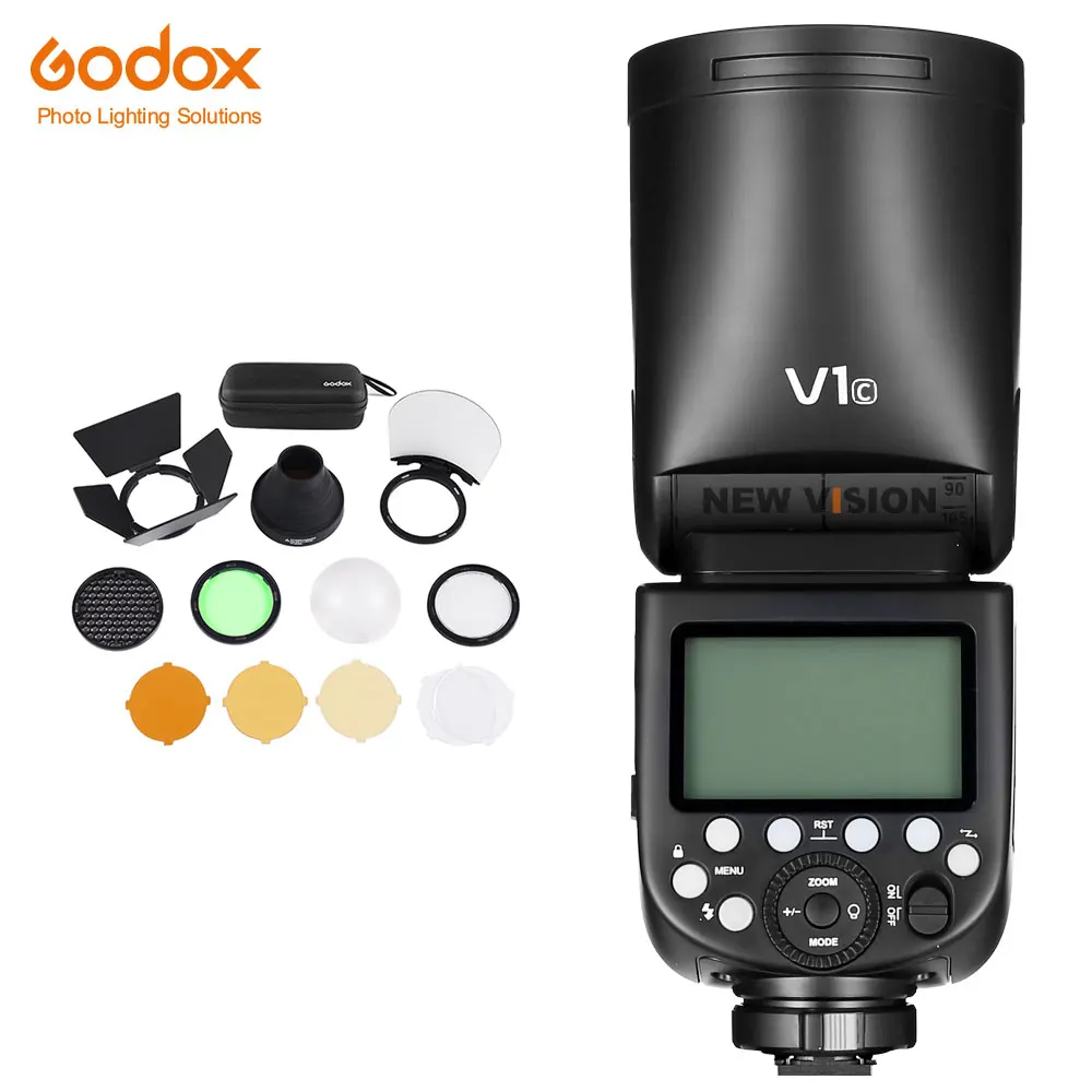 In Stock! Godox V1 Flash V1S V1C V1N V1F V1O TTL 1/8000s HSS lithium battery Speedlite Flash for Sony Canon Nikon Fuji Olympus - Цвет: V1 with AK-R1