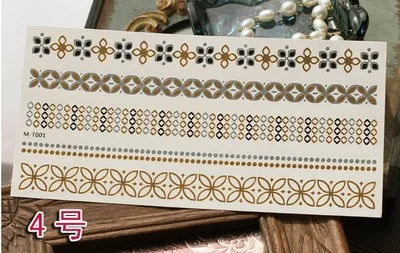 Золотая Татуировка боди арт металлик временная татуировка ювелирные изделия