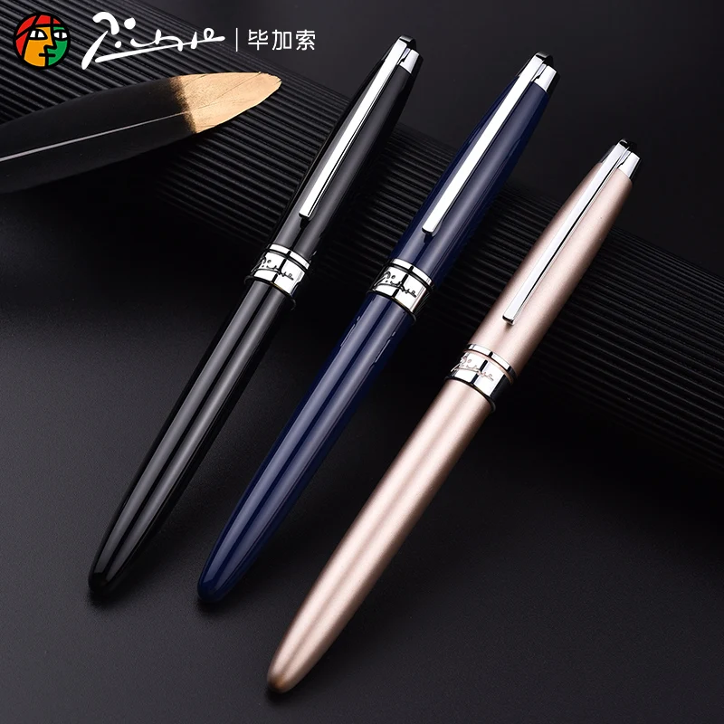 

Pimio 912 Luxury Metal Silver Clip 0.5mm Iridium Nib Fountain Pen with Original PU Gift Box for Business Inkging Pens for Gift