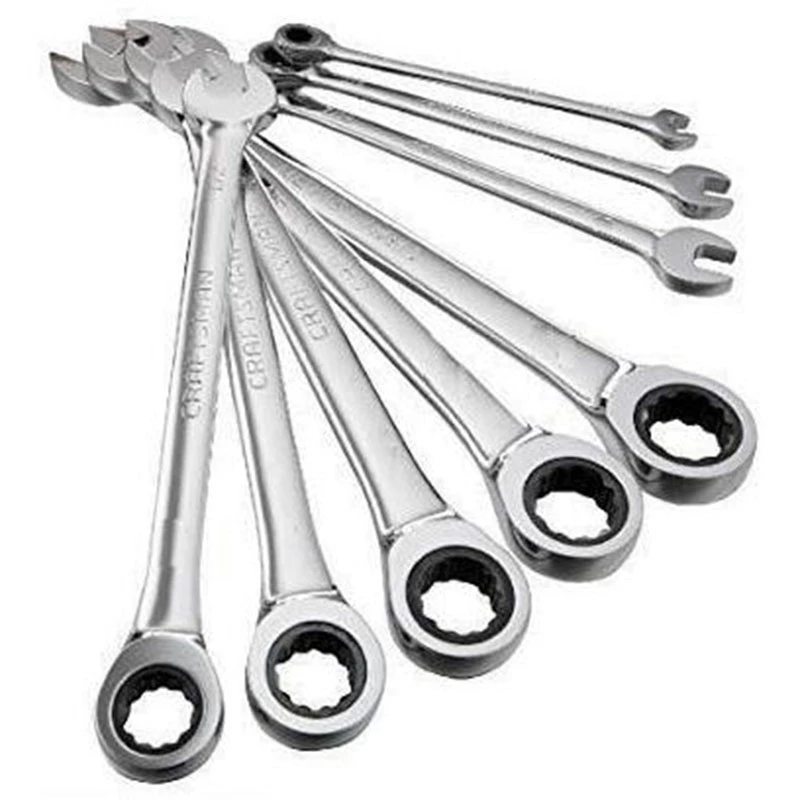 

8 Pc Ratchet Combination Wrench Set 8 10 12 13 14 15 17 19 Mm High Torque Spanner Set A Set Of Keys Gear Ring Wrench