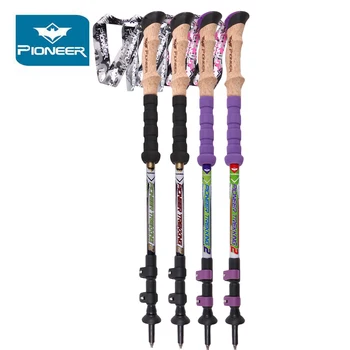 

2pcs/lot PIONEER Nordic Walking Poles Carbon Walking Stick Ultralight Telescopic Cane Trekking Poles Camping Hiking Stick