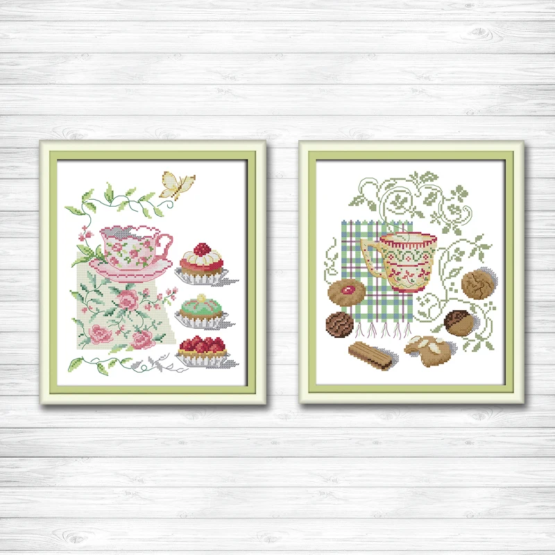 

Afternoon tea cake dessert painting dmc 14CT 11CT counted cross stitch kits embroidery set Needlework Set chinese cross stitch