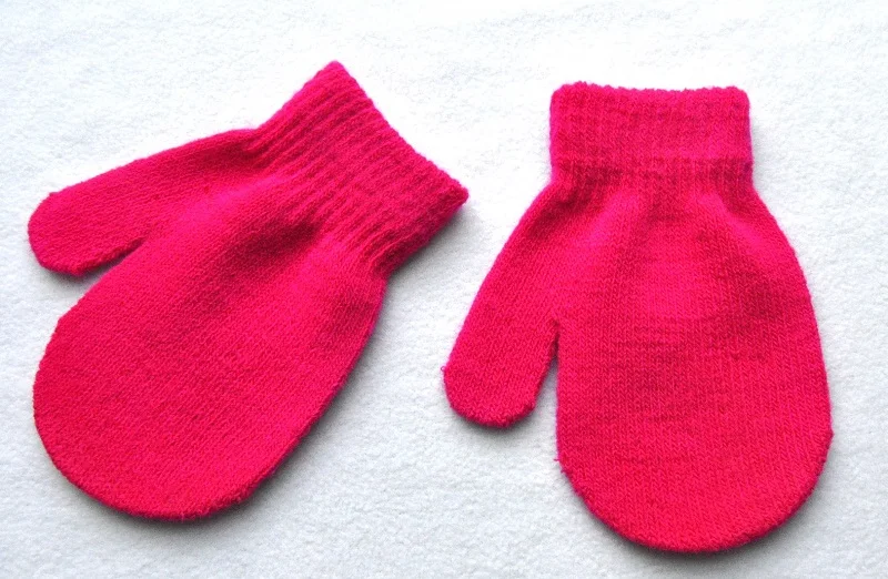 Зимние вязаные перчатки для маленьких мальчиков и девочек возрастом от 1 года до 4 лет, теплые рукавицы, перчатки для детей, для малышей, для детей, TS168 - Цвет: rosen