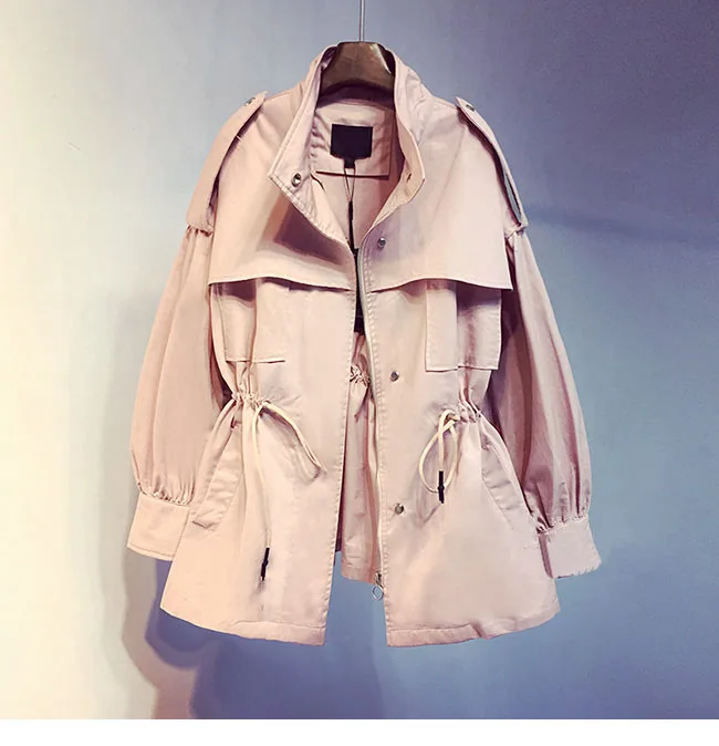 LKGHULO, британский стиль, розовый, средний Тренч, Женское пальто, повседневная верхняя одежда, Осеннее Женское пальто, ветровка, дизайнерский Топ, W526