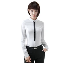 New elegant formal women shirt OL autumn tie high quality long sleeve Chiffon blouse office ladies plus size work wear slim tops