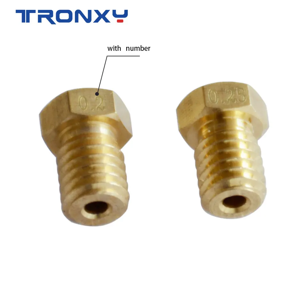 5 шт./лот V5 V6 сопло 0,2 мм 0,3 мм 0,4 мм резьбовой экструдер M6 1,75 мм нить часть медь 3d принтер запчасти латунь аксессуары E3D