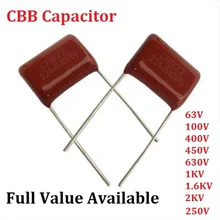 10 шт. CBB 1600V 102J 222J 472J 562J 682J 103J 473J 104J 105J 1.6KV 0,001 мкФ 1NF 2.2NF 4.7NF 5.6NF 6.8NF 10NF 47NF 100NF 1 мкФ