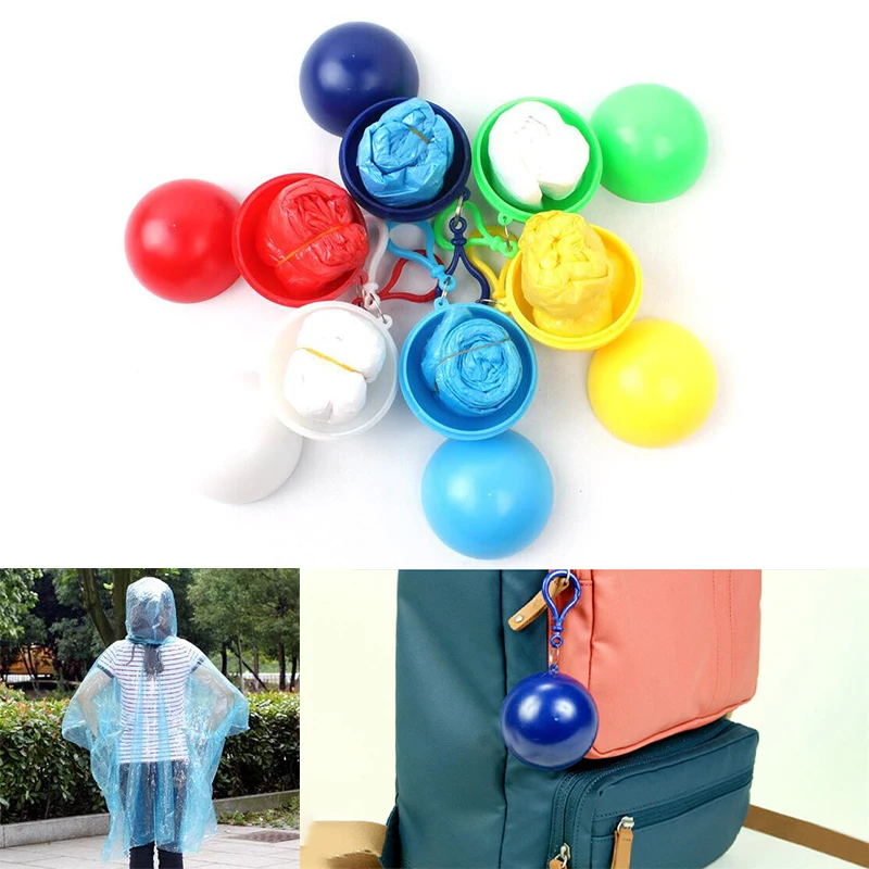 

New Adult Raincoat Portable Spherical Raincoat Mini Storage Ball Raincoat Travel Travel Transparent Raincoat Disposable Raincoat