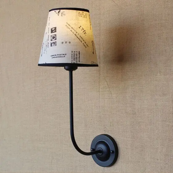 

IWHD Retro RH Loft Style Wall Lamp American Vintage LED Wall Lights Fabric Lampshade Bedside Sconce Fixtures For Home Lighting