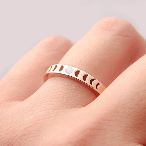 Moon Phase Rings Dainty Stacking Ring for Women Jewelry Gift