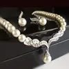 Creative Gold Color Necklace + 1 Pair Earrings Wedding Bridal Pearl Jewelry Set For Women Lady Female ► Photo 3/6