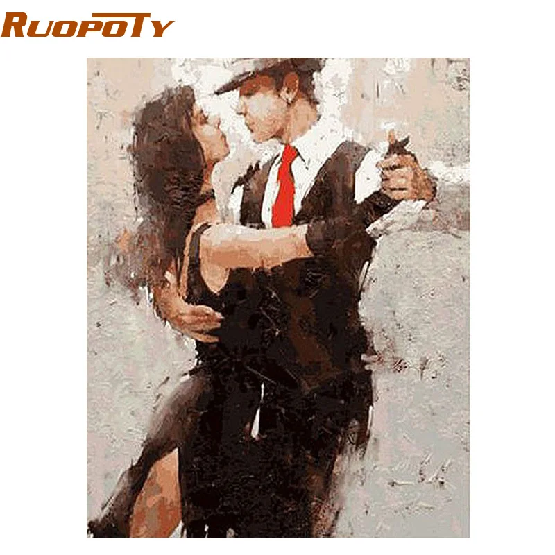 

RUOPOTY Frame Passionate Tango DIY Painting By Numbers Modern Abstract Handpainted Canvas Painting For Home Wall Art Picture