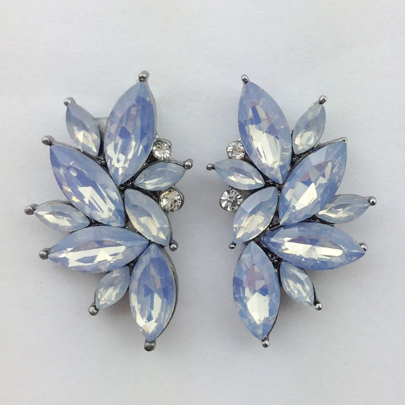 1 пара угловых крыльев дизайн с разноцветными кристаллами женские трендовые серьги-гвоздики праздничные ювелирные изделия для девочек подарок Новинка - Окраска металла: opal blue