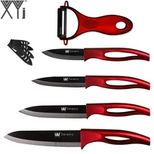 Red Handle Kitchen Knives Ceramic Peeler 6, 5, 4, 3 Inch Ceramic Knife Cooking Tools 5 Piece Set Best Halloween Party Decoration