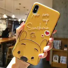 3D рельеф Винни Пятачок Чехол для телефона для iPhone 7 8 Plus X 10 прекрасный рельеф Чехлы для iPhone 6/6 S Plus 5 5S SE XS Max XR TPU крышка