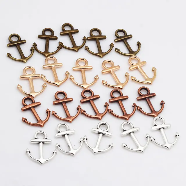 4 Color Metal Mixed Small Nautical Anchor Charms for Jewelry Making DIY