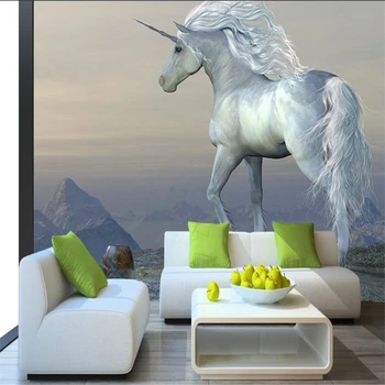 

beibehang Custom modern Nordic minimalist art unicorn wall children's wall wall photo wallpaper wall sticker papel de parede 3d