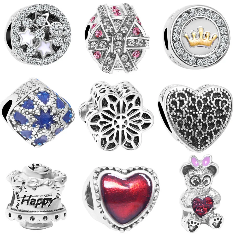 

free shipping 1pc mickey bear birthday cake present diy beads&jewelry marking Fit Pandora Charm Bracelet EL021