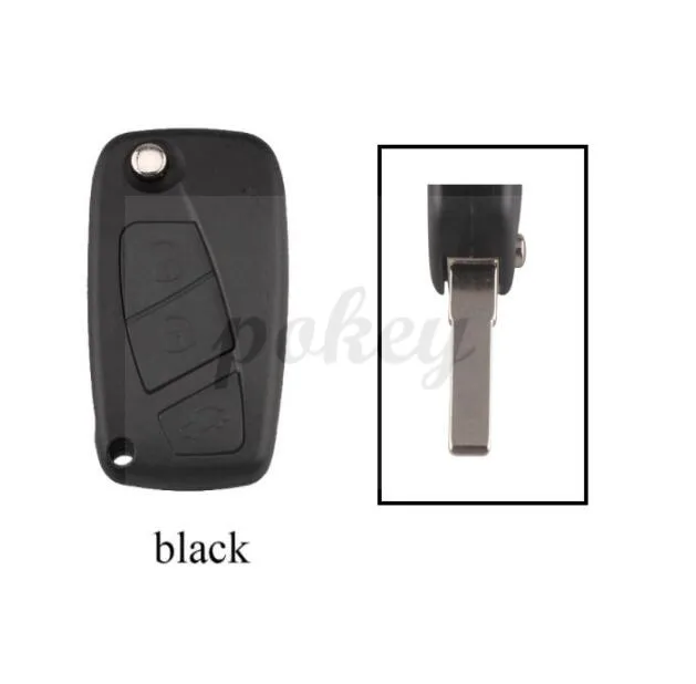 

For Fiat 3 BUTTON Car Folding Key Shell Remote SIP22 Key Case Flip Punto Grande Bravo BLACK