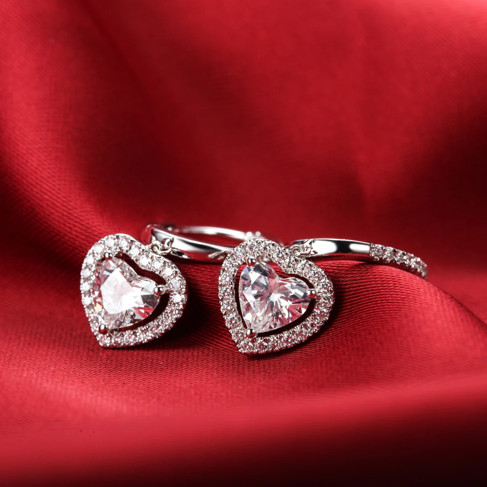 1 5ct Piece High Quality Heart Shape Sona Simulate Diamond Drop 1 5ct Piece High Quality Heart Shape Sona Simulate Diamond Drop Earrings 925 Genuine Sterling Silver Dangle Perfectly In From Jewelry