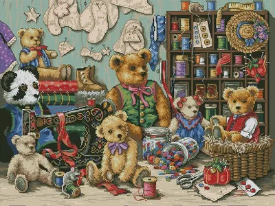 Amishop Free Delivery Top Quality Lovely Counted Cross Stitch Kit Buttons And Bears Bear Family Dim 35151