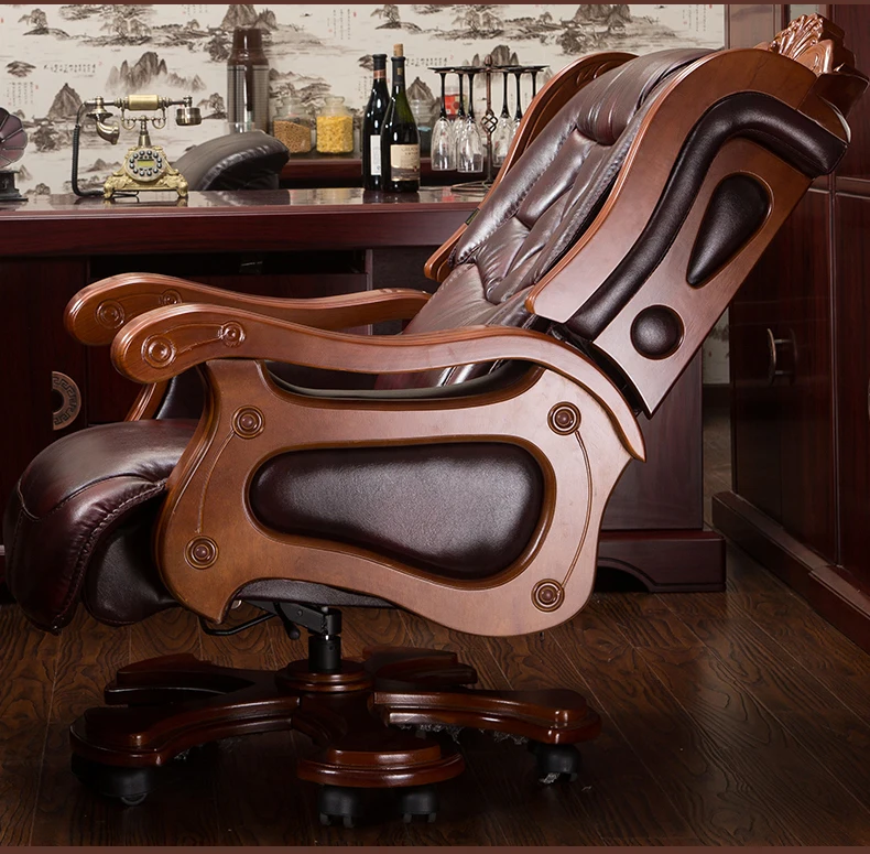 Кресло boss из натуральной кожи может лежать. Высококачественный стул большого класса. Коровья кожа утолщение массажное кресло для офиса поворотный стул. 015