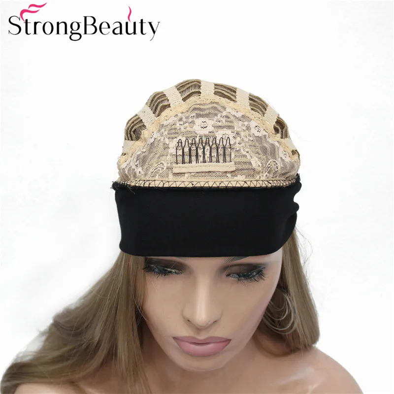 E-679B #L16-613new 34 wig with headband honey ash blonde with blonde highlights long half wig (8)-1