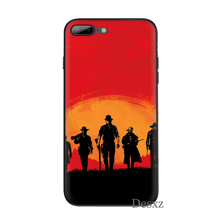 Desxz сотовый силиконовый чехол для телефона TPU для iPhone 7 8 6 6s Plus X XS Max XR 5 5S SE чехол крутая игра Красный изображения из фильма «Red Dead Redemption» 2 оболочки - Цвет: B2