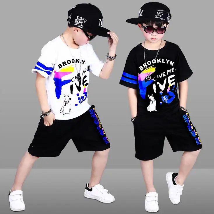 

3 -14 Years Teen Big boys clothing set Sport cotton T-shirt Beach shorst Tracksuits clothes 2018 Summer 2 pieces vetement garcon