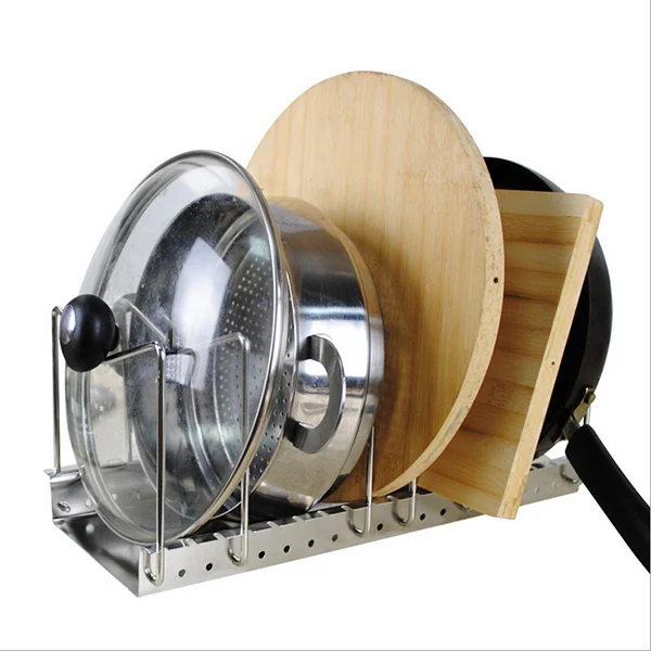 Najtaniej 304 garnek ze stali nierdzewnej pokrywki stojak Pan i deska do krojenia uchwyt pokrywy uchwyt kuchenny do przechowywania 6 przegródek z sitko tacka narzędzia kuchenne