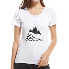 Новые горы женская футболка футболки с Луной Для женщин летние шорты с длинными рукавами Повседневная одежда простая безрукавка Топы Camiseta feminina