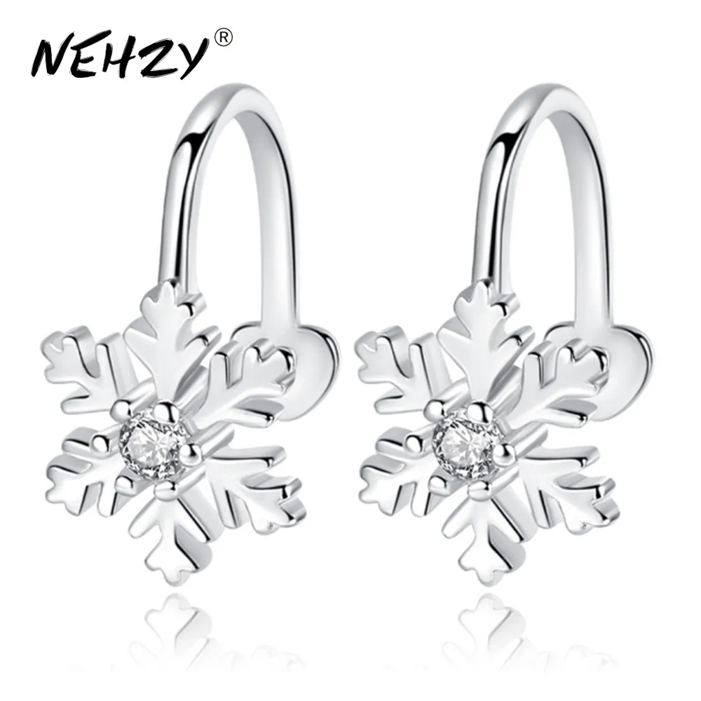 

NEHZY New girls fashion silver ear clip high quality Christmas tree snowflake retro crystal popular ear jewelry